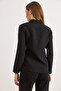 Women's Black Shirt with Sequin Details and Striped Regular Fit GML-19001406 - 2