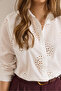 Women's White Chrysanthemum Ruffled Semi-Transparent Shirt Gml-19001416 - 5