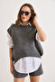 Women's Smoked Crew Neck Oval Soft Textured Knit Sweater Svt-00000052 - 3