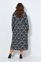 Women's Plus Size Crew Neck Patterned Waist Latex Long Sleeve Stylish Curve Dress - 6