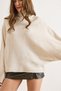 Women's Stone Mock Neck Wide Sleeve Bat Oversized Knitwear Sweater Kzk-19001109 - 4