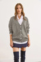 Women's Gray Buttoned Soft Textured Oversized Knitwear Cardigan Hrk-19000414