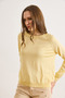 Women's Light Yellow Raglan Sleeve Mercerized Thin Flowy Sweater Kzk-19001100 - 5