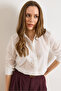Women's White Chrysanthemum Ruffled Semi-Transparent Shirt Gml-19001416