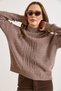 Women's Mink Mock Neck Medium Hair Braided Knitwear Sweater Kzk-19000912 - 4