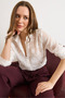 Women's White Transparent Shirt with Detailed Embroidery GML-19001415