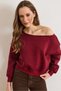 Women's Burgundy Sequined Boat Neck Fleece-Lined Sweatshirt Swt-19000794