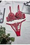 Floral and heart-embellished push-up bra and panty set. - 5