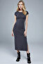 Backless, slit knitted viscose flexible dress