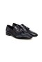 Dark Blue Color Laceless Genuine Leather Men's Shoes