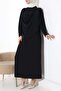 Sandy Draped Shoulder Button Detailed Long Dress - 5