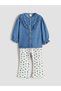 Blue Ruffled Baby Girl Shirt and Leggings
