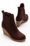 Premium Women's Brown Suede Wedge Heel Boots |   8 cm Heel, Side Zipper |   Stylish Daily Boots