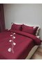 Double Color Cross Embroidered Double Size Burgundy Duvet Cover Set - 3