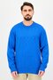 Men Crew Neck Embroidered Logo Sweater, Blue