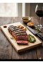 Natural Solid Beech Wood Cutting and Presentation Board Unibody Wooden Cheese and Steak Plate (18X30 cm) - 2