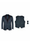 Men's Slim Fit 3-Piece Tuxedo Set - Jacket + Vest + Bow Tie - Khaki - 6
