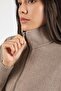 Mink Long Sleeve Half Turtleneck Zippered Cashmere Women's Knitwear Sweater - 2