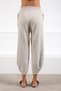 A.Beige Women's Cashmere Knitwear Trousers with Pockets and Lace-Up High Waist Elasticated Legs - 5