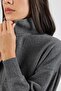 Anthracite Long Sleeve Half Turtleneck Zippered Cashmere Women's Knitwear Sweater - 3