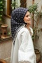 Ecozen Scarf Tn2106 Monogram 07-Dark Navy-White - 3