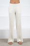 Ecru High Waist Corded Fabric Pockets Wide Leg Corded Fabric Cashmere Women's Knitwear Trousers