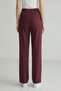 Women's Burgundy High Waist Elastic Waist Pipe Leg Pocketed Fabric Trousers - 2