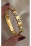 Zircon stone clover model steel bracelet (17cm)