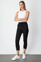 Regular Fit Slim Leg Elastic Waist Woven Women's Trousers - 3