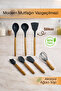 7-Piece Serving Set - Heat-Resistant Silicone Spoon Ladle Spatula Whisk Kitchen Utensils with Acacia Handle - 2