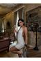 Lined Mini Dress with Jewel Neckline - 3