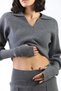 Anthracite Long Sleeve Shirt Collar Modern Cut Cashmere Women's Knitwear Sweater - 5