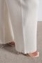 Ecru Cashmere High Waist Wide Leg Women's Knitwear Pants - 6