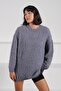 A.Gray Crew Neck Cashmere and Wool Blend Soft Textured Long Sleeve Women's Knitwear Sweater - 5
