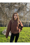 Women's Brown Stone Detail Sweatshirt - 2