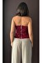 Back Zipper Detail Sequin Strapless - 2