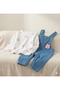 Baby Salopet Set 100% Cotton Rabbit Patterned Long Sleeve Baby Girl Set - 4