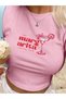Women's Pink Margarita Club Printed Crew Neck Tight Crop Tshirt