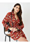 Red Floral Print Wrap Mini Dress - 5