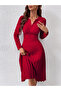 Women Long Sleeve Pleated Midi Dress - 3