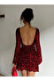 Women's Leopard Print Backless Long Sleeve Mini Dress - 2