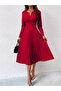 Women Long Sleeve Pleated Midi Dress