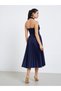 Women Navy Blue Floral Print A-Line Midi Dress - 5