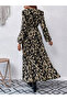Women's Allover Printed V Neck Long Sleeve Midi Dress - 2