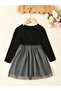 Girls Black and White Checkered A-Line Dress - 2