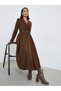 Women Brown Corduroy Blazer Midi Dress
