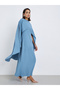 Women Blue Cape Sleeve Maxi Dress - 3