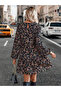 Women's Allover Printed Round Neck Long Sleeve Mini Dress - 3