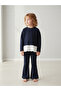 طقم سويت شيرت بناتي سادة بحافة مكشكشة وبنطال واسع