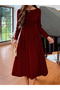 Women Round Neck Pleated Hem Dress